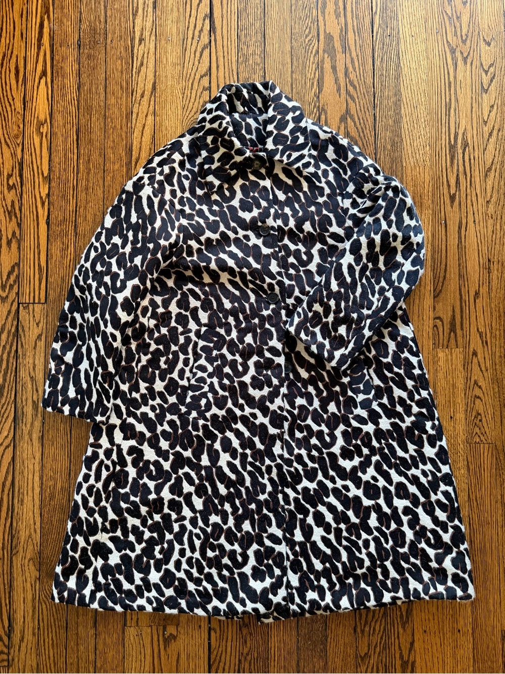 La DoubleJ Editions Boxy Coat in Leopard Jacquard, Red Leopard Lining, XS